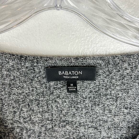 Aritzia Babaton Erin Linen Blend Sweater Gray Size Medium Relaxed Fit V-Neck - Picture 4 of 8